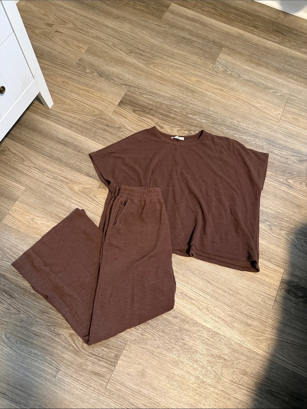 Zenana Outfitters Brown Two-Piece Lounge Set - Top & Pants